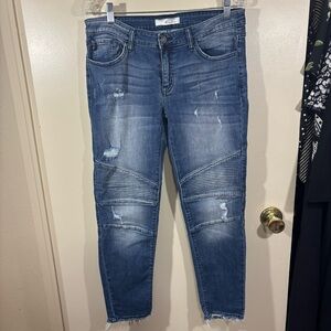 Kancan Moto Mid-Rise Distressed Ankle Skinny Jeans Size 11